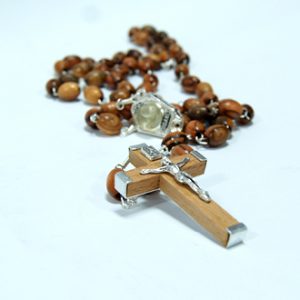 olive wood rosary with holy water from the Jordan river