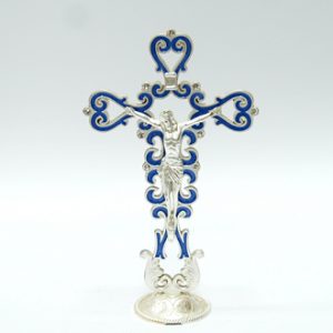 Silver Plated Cross Blue