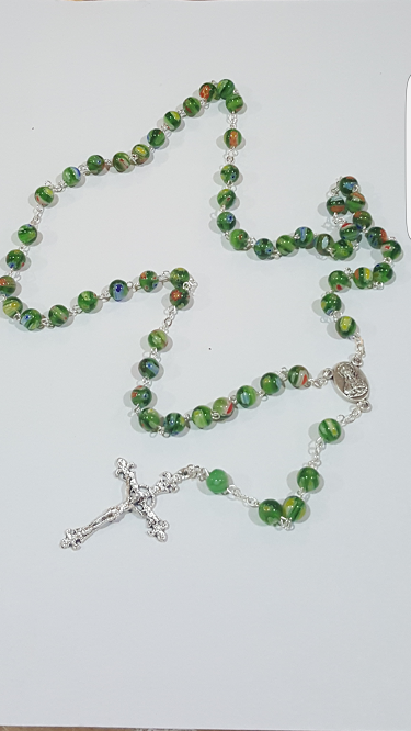 green murano glass rosary
