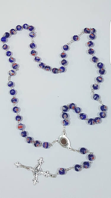 blue murano glass rosary